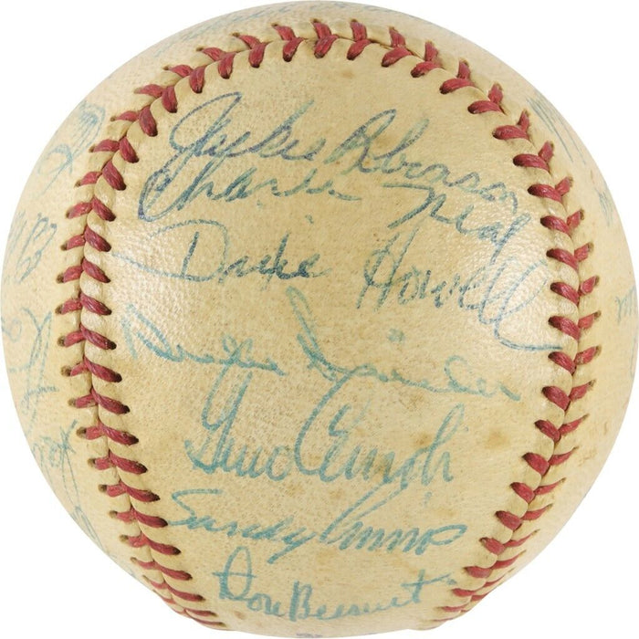 Jackie Robinson Walter O'Malley 1956 Brooklyn Dodgers Team Signed Baseball PSA