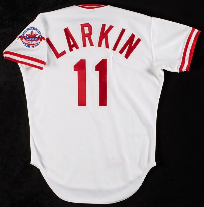 1988 Barry Larkin Signed Game Used Cincinnati Reds Jersey MEARS COA & PSA DNA