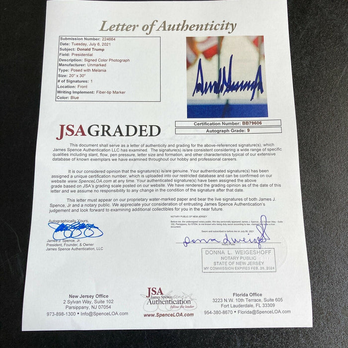 Magnificent President Donald Trump Full Name Signed Large 20x30 Photo JSA MINT 9