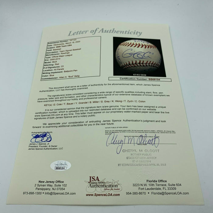 Gerrit Cole Pre Rookie 2009 Team USA Olympics Team Signed MLB Baseball JSA COA