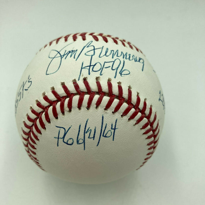 Jim Bunning Signed Heavily Inscribed STAT Major League Baseball PSA DNA COA