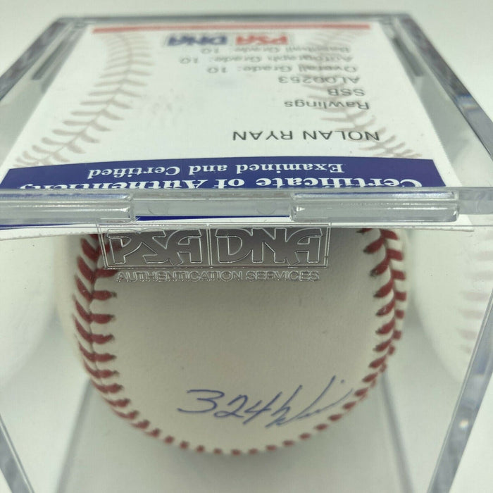 Beautiful Nolan Ryan Signed Inscribed STAT Baseball PSA DNA Graded Gem Mint 10