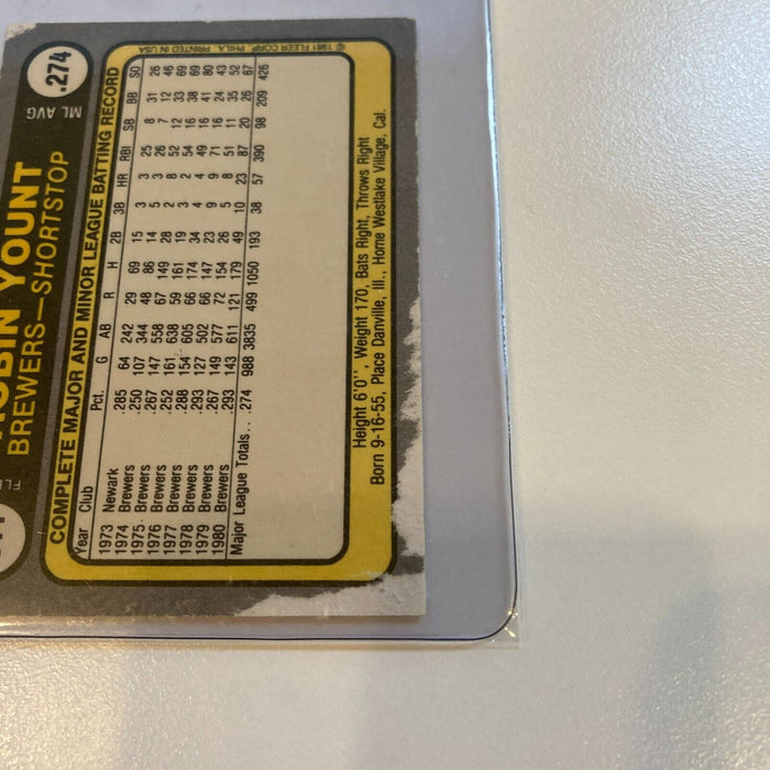 1981 Fleer Robin Yount Signed Baseball Card CAS Certified Auto