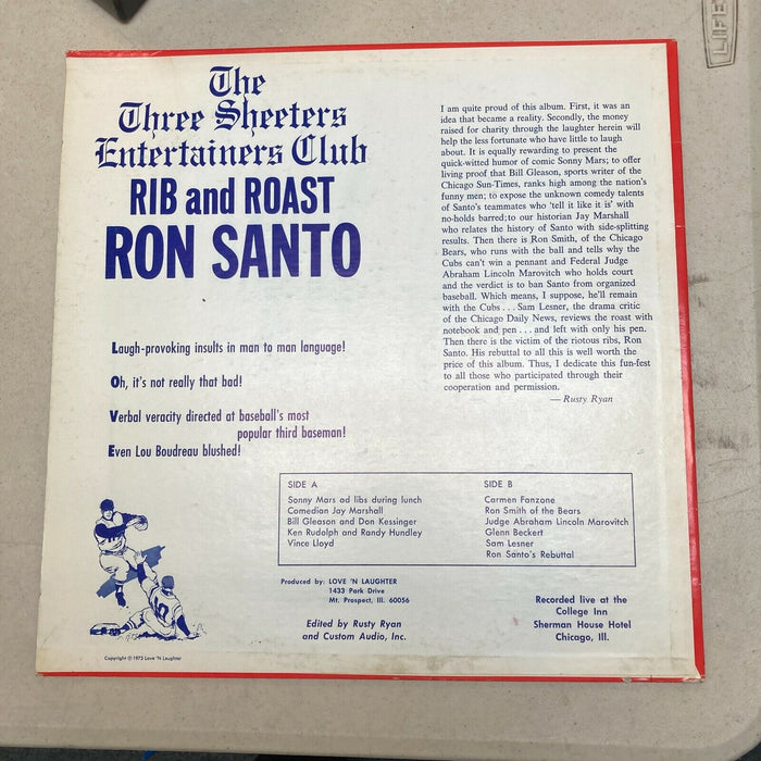 HTF 1973 Cubs Ron Santo Rib And Roast Album - Three Sheeters Entertainers Club