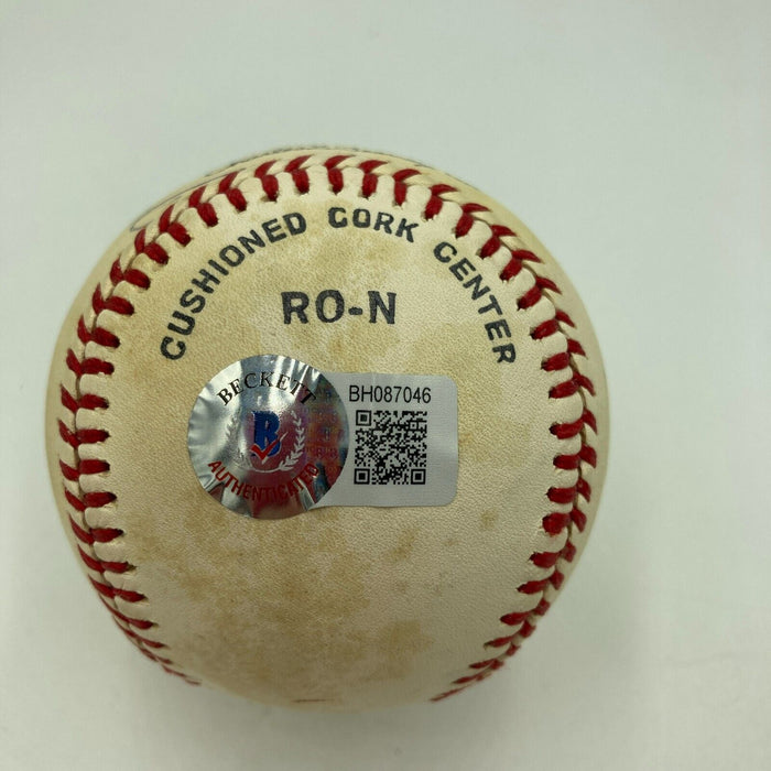 Lou Brock Signed Vintage National League Feeney Baseball Beckett Hologram