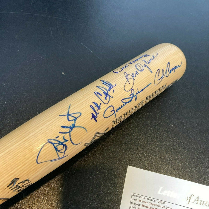 1982 Milwaukee Brewers American League Champs Team Signed Baseball Bat JSA COA