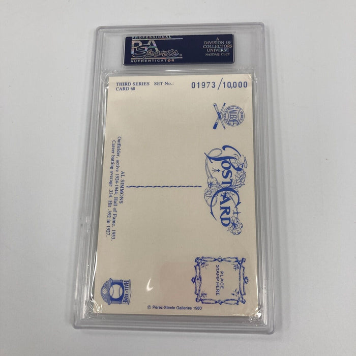 Al Simmons Signed Hall Of Fame Perez Steele Postcard Cut Signature PSA DNA