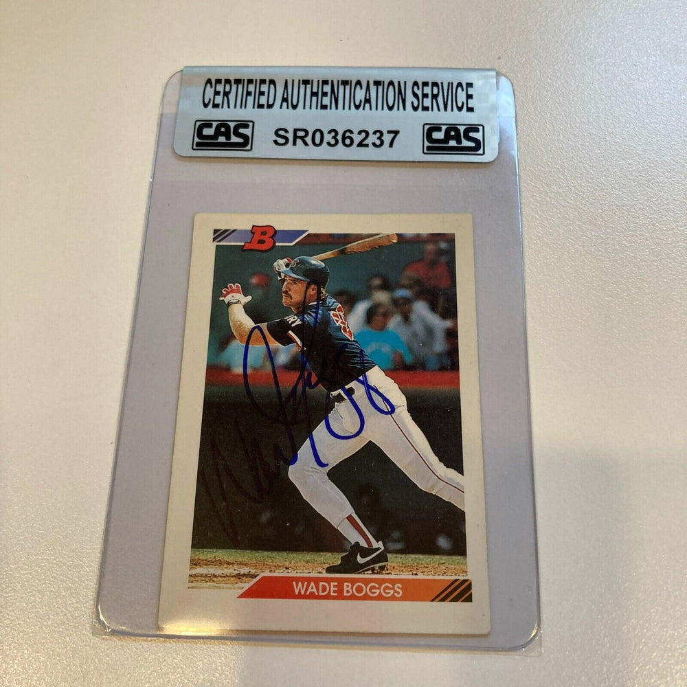 1992 Bowman Wade Boggs Signed Baseball Card CAS Certified Auto