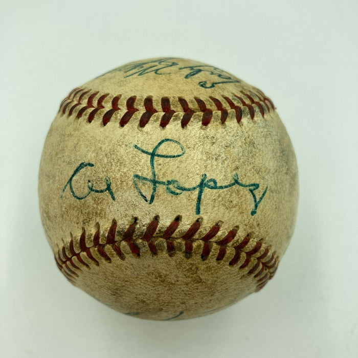 1955 Cleveland Indians Team Signed Game Used American League Baseball