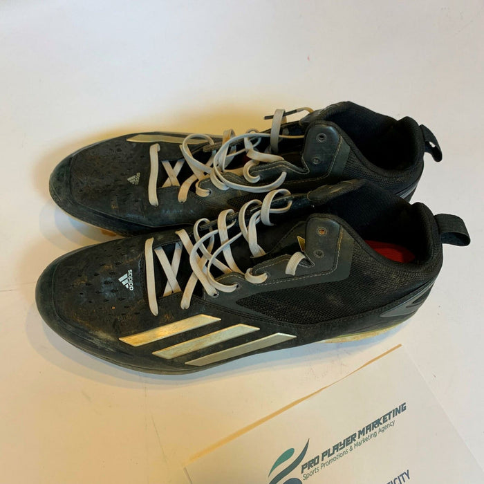 2015 Giancarlo Stanton Game Used Adidas Boost Cleats Shoes With Player —  Showpieces Sports