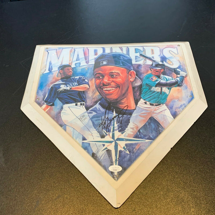 Nice Ken Griffey Jr. Signed Full Size Home Plate Art With JSA COA Mariners