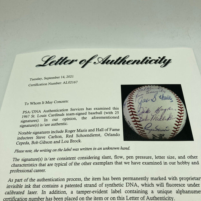 Stunning 1967 St. Louis Cardinals World Series Champs Team Signed Baseball PSA