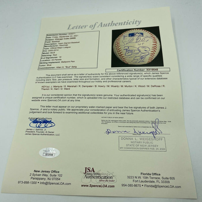 2008 Chicago Cubs Team Signed Official Major League Baseball With JSA COA