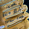 Nolan Ryan Signed Heavily Inscribed STATS Game Model Baseball Glove PSA DNA COA