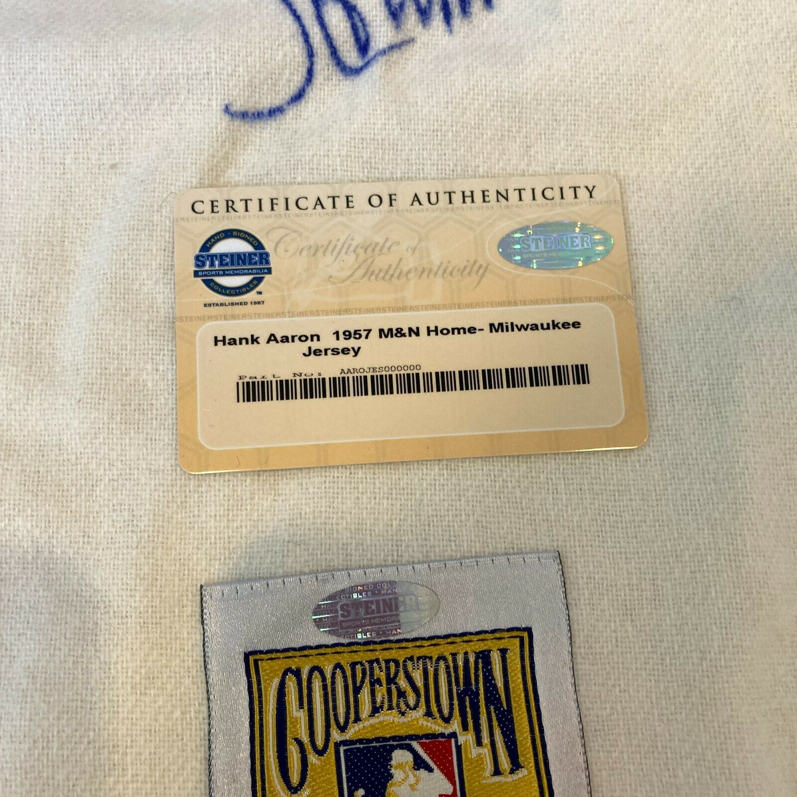Hank Aaron Signed Authentic 1957 Milwaukee Braves Game Jersey Upper De —  Showpieces Sports