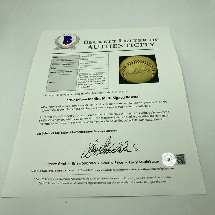 Rocky Marciano Satchel Paige Red Grange Sports Legends Signed Baseball Beckett