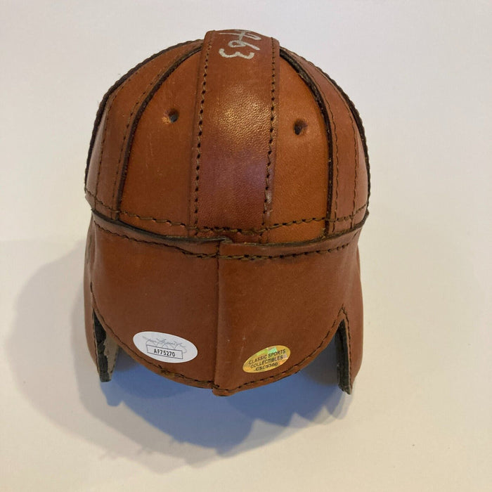 Sammy Baugh "HOF 1963" Twice Signed Vintage Leather Mini Helmet JSA COA