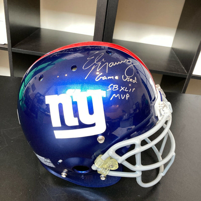 Eli Manning Super Bowl MVP Signed Inscribed Game Used New York Giants Helmet JSA