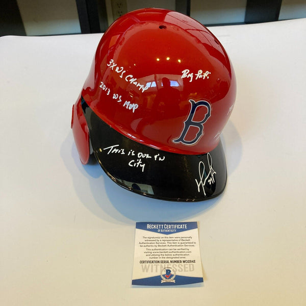 David Ortiz Signed Heavily Inscribed Boston Red Sox STAT Helmet Beckett COA