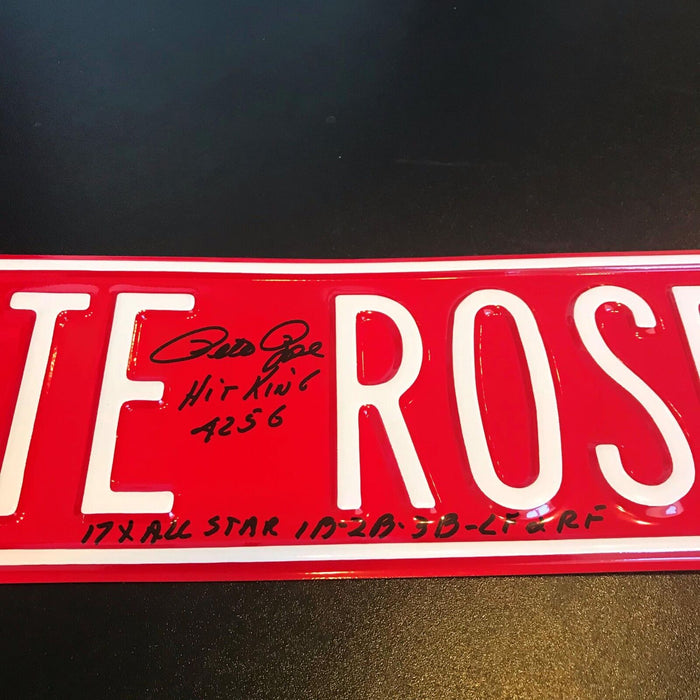 Nice Pete Rose Drive Signed Heavily Inscribed Career Stats Street Sign