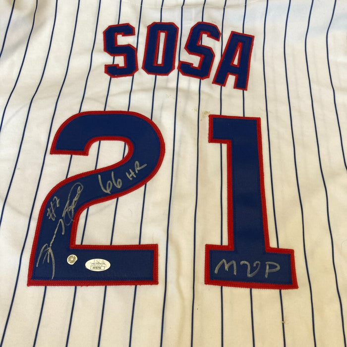 Sammy Sosa 66 Home Runs MVP Signed Chicago Cubs 1998 Game Model Jersey JSA COA