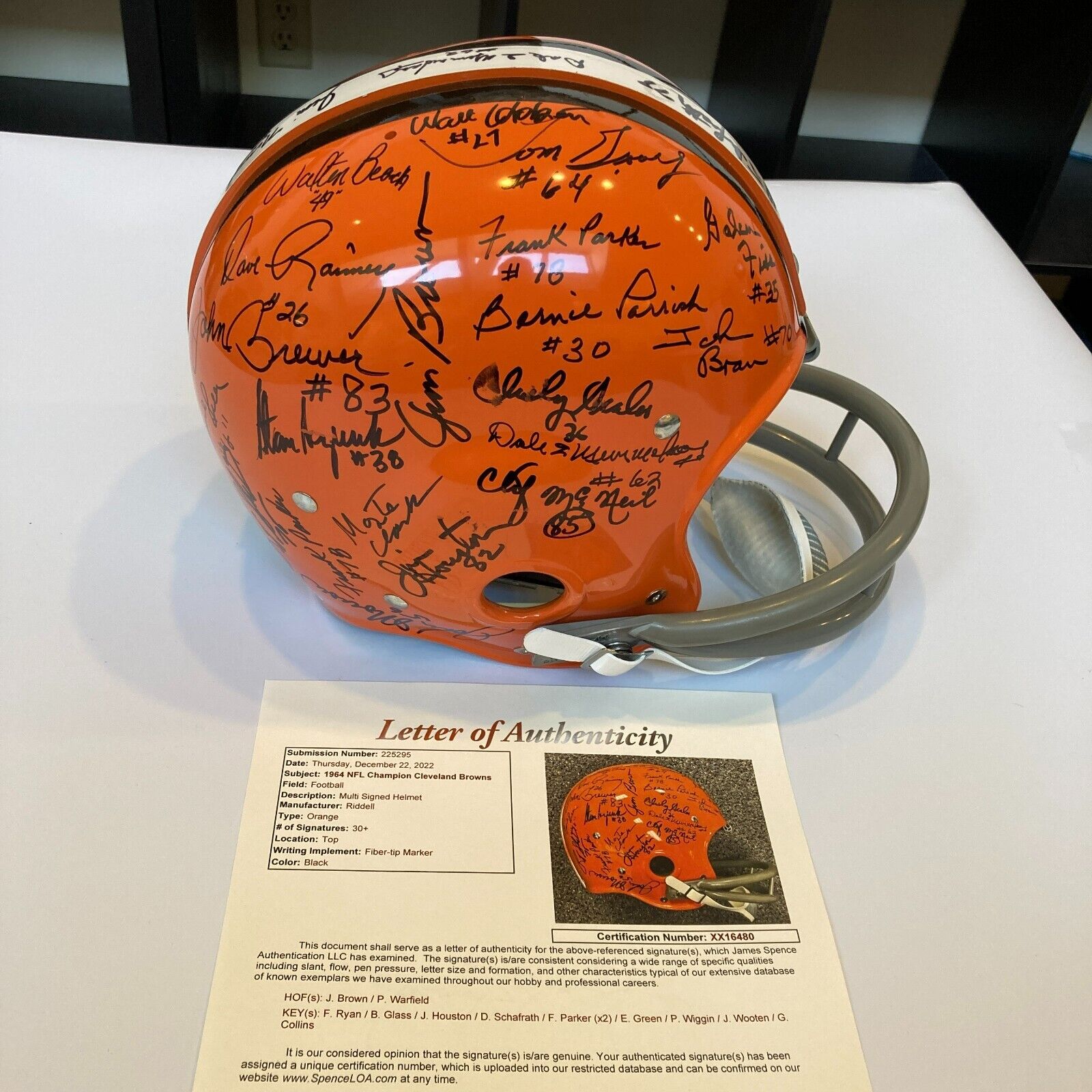 1964 Cleveland Browns Super Bowl Champs Team Signed Helmet Jim Brown J —  Showpieces Sports