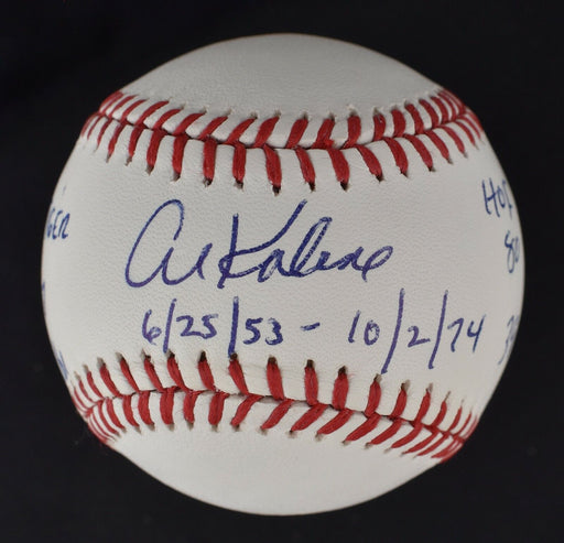 Beautiful Al Kaline Signed Heavily Inscribed STAT Baseball MLB Authenticated