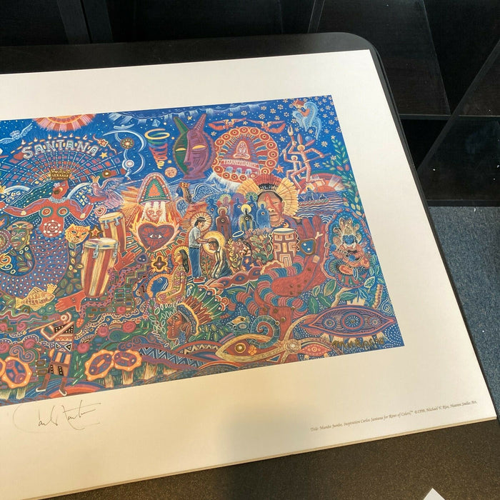 Carlos Santana Signed Large Art 21x34 Lithograph With JSA COA "Santana"