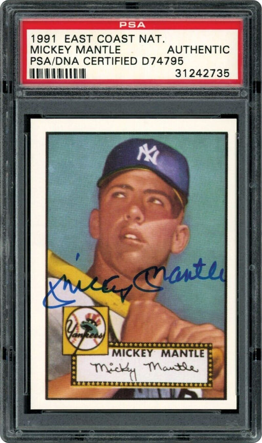 1952 Topps Mickey Mantle Signed Autographed 1991 RC Baseball Card PSA DNA