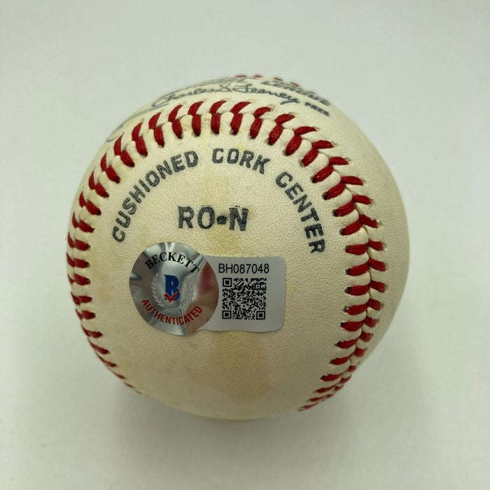 Lou Brock Signed Vintage National League Feeney Baseball Beckett Hologram