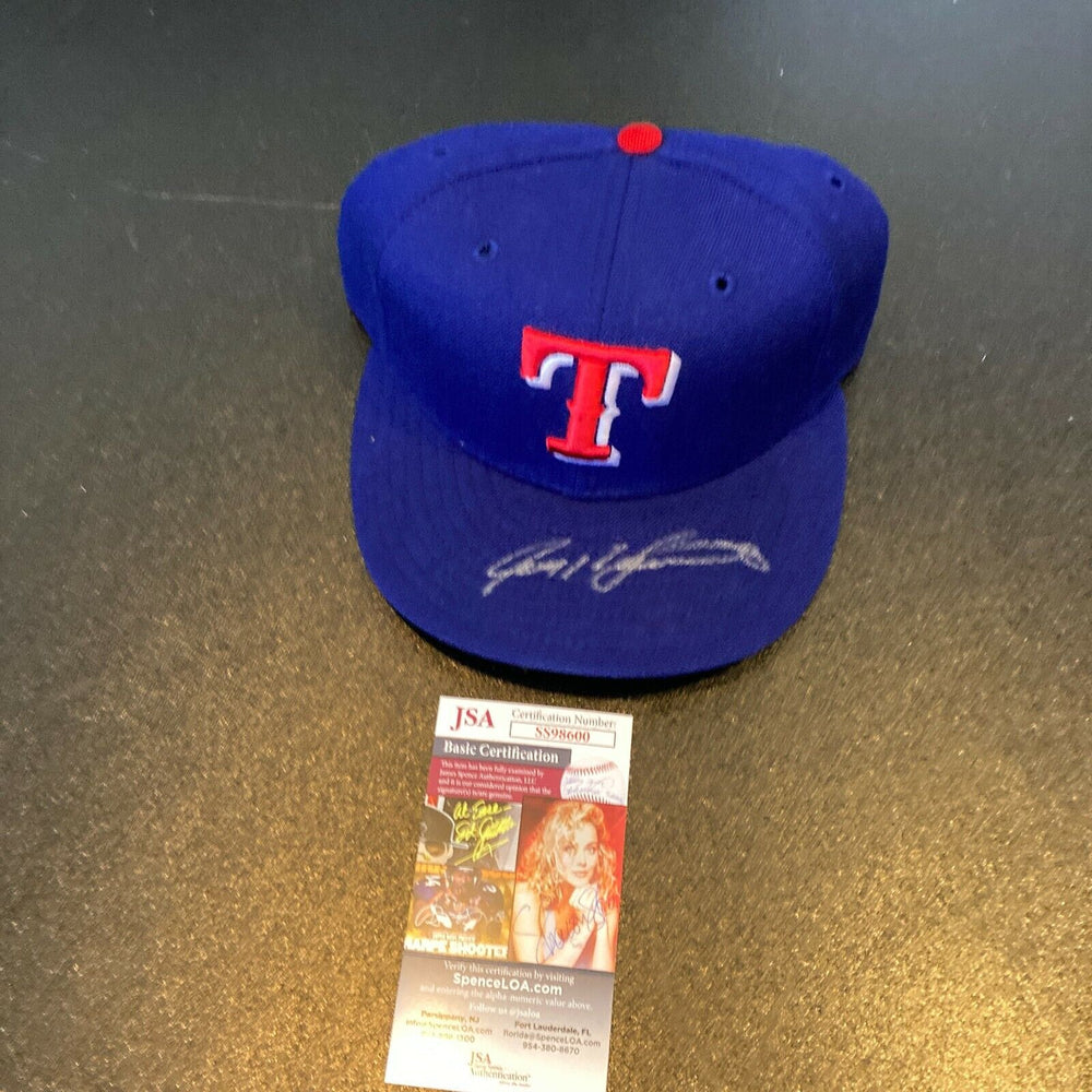 Ivan Rodriguez Signed Authentic Texas Rangers Game Model Hat JSA COA