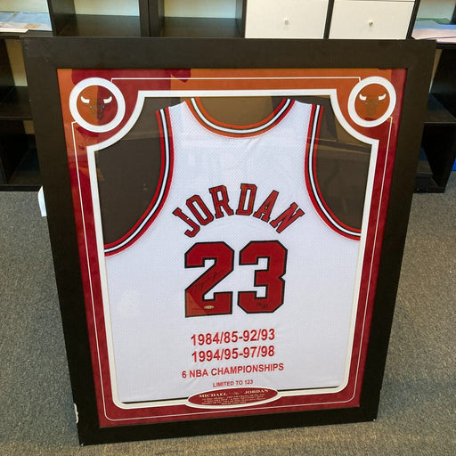 Michael Jordan Signed Chicago Bulls 6 NBA Champs Signed Jersey UDA Upper Deck