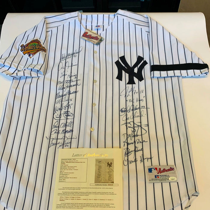 1996 NY Yankees Team Signed Authentic Derek Jeter World Series Jersey JSA COA