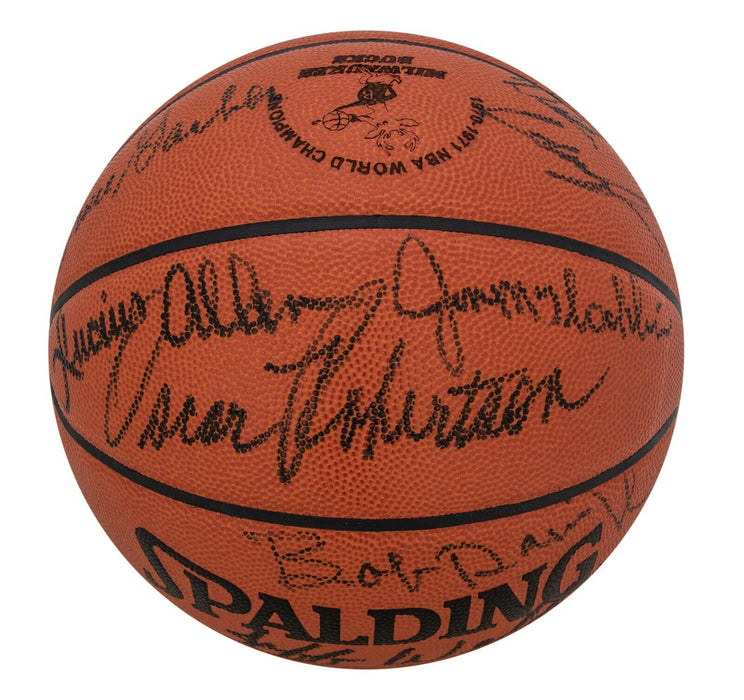 1970-71 Milwaukee Bucks NBA Champions Team Signed Official Basketball JSA COA