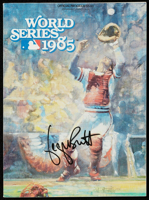 George Brett Signed 1985 World Series Program Kansas City Royals Beckett COA