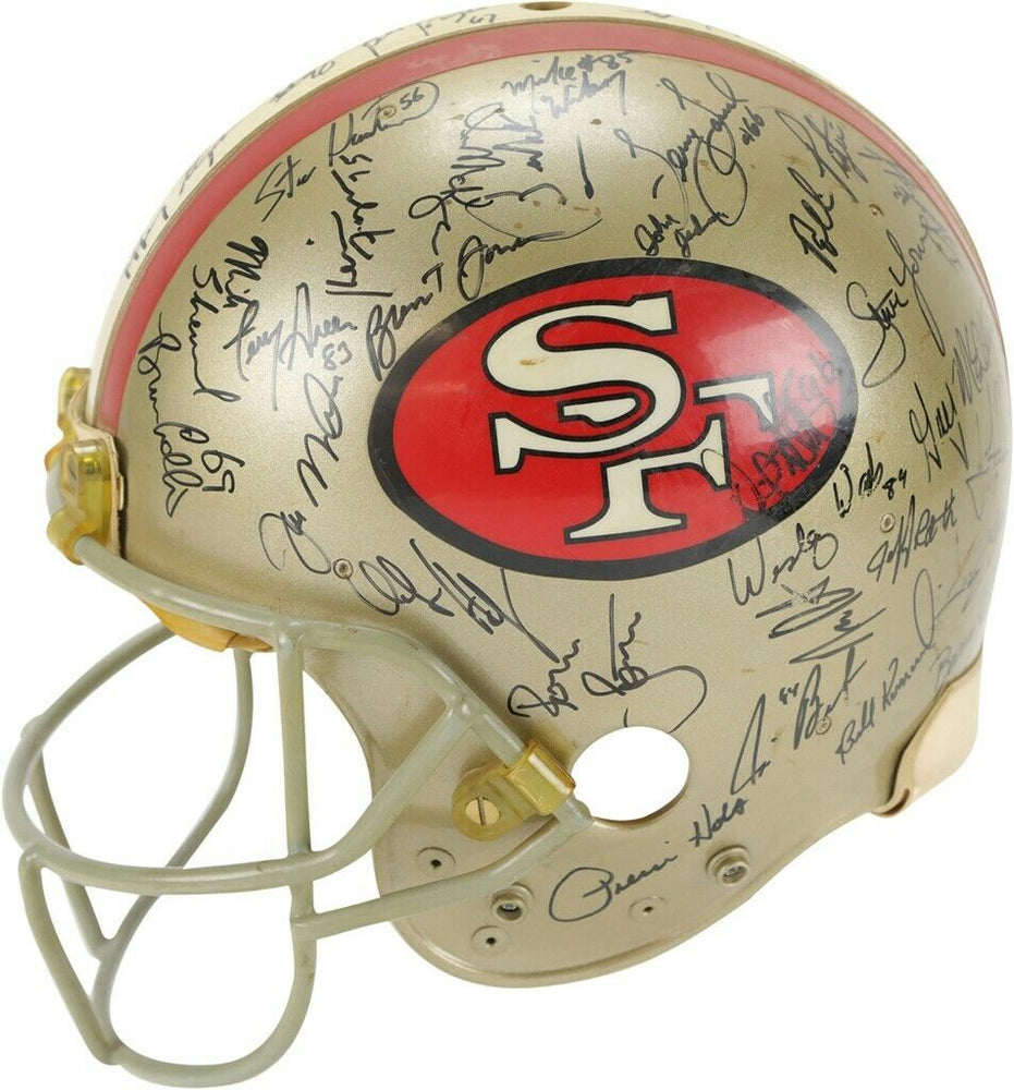 1989 San Francisco 49ers Super Bowl Champs Team Signed Game Helmet Beckett COA