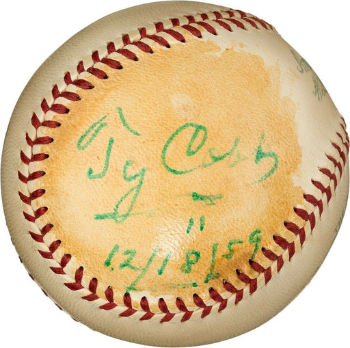 Beautiful Ty Cobb Single Signed 1959 Official American League Baseball PSA DNA