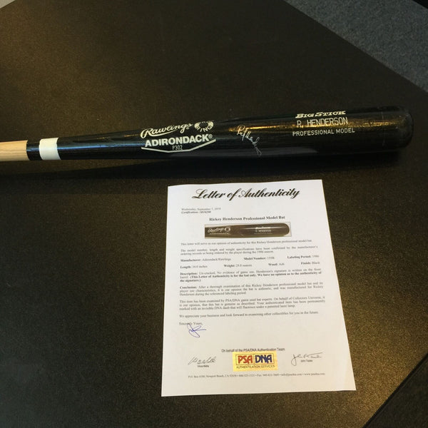 1986 Rickey Henderson Signed Game Issued Louisville Slugger Baseball Bat PSA DNA