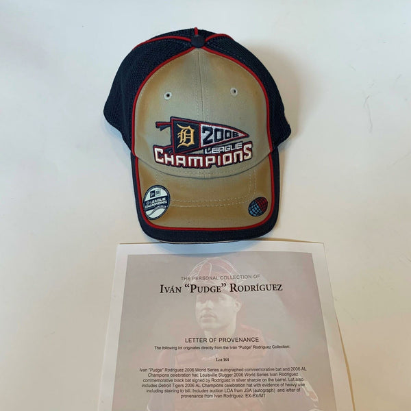 Ivan Rodriguez Game Used 2006 Detroit Tigers AL Champs Celebration Hat With COA
