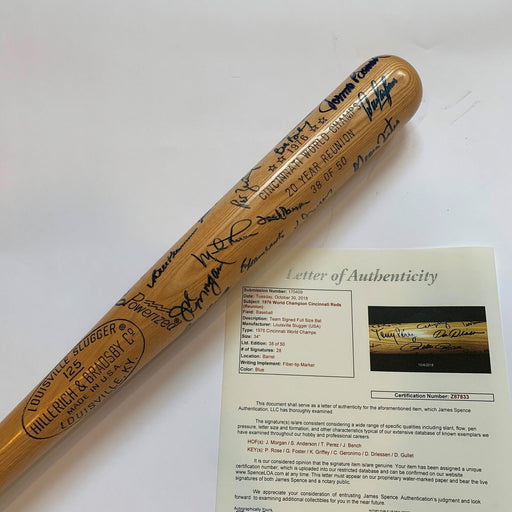 Extraordinary 1976 Cincinnati Reds WS Champs Complete Team Signed Bat JSA COA