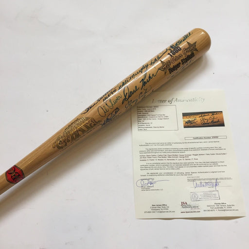 Beautiful 1980 All Star Game Dodgers Stadium Signed Bat 22 Signatures JSA COA