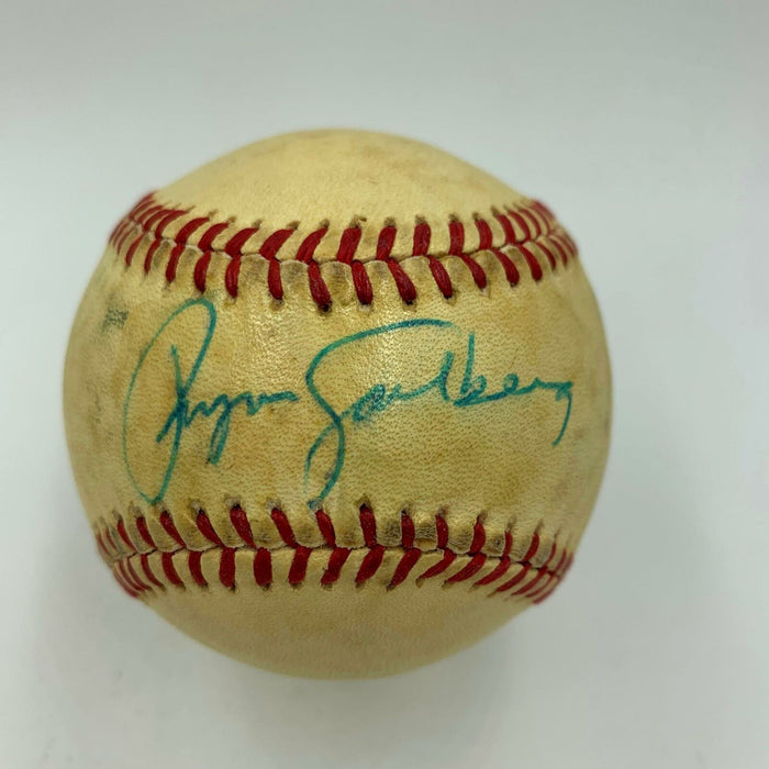Rare Ryne Sandberg Rookie Signed National League Feeney Baseball Cubs JSA