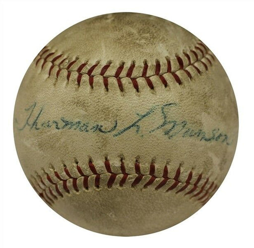 Thurman L. Munson 1969 Rookie Signed Official National League Baseball JSA COA