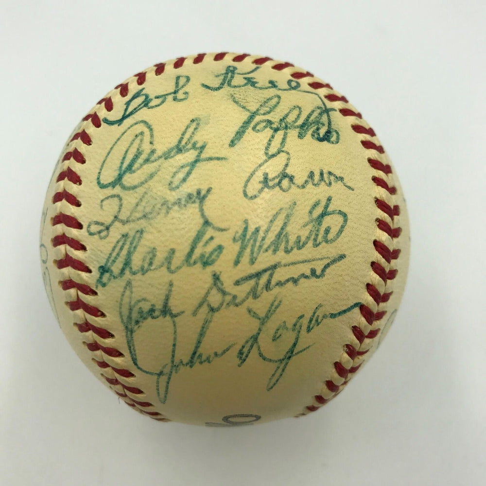 1954 Hank Aaron Rookie Milwaukee Braves Team Signed Baseball PSA DNA COA