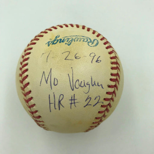 Mo Vaughn Game Used Actual 22nd Home Run Baseball 7-26-1996 With Umpire COA