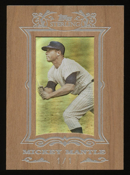 Rare 2007 Topps Sterling Mickey Mantle 1/1 One Of One Cherry Wood Baseball Card