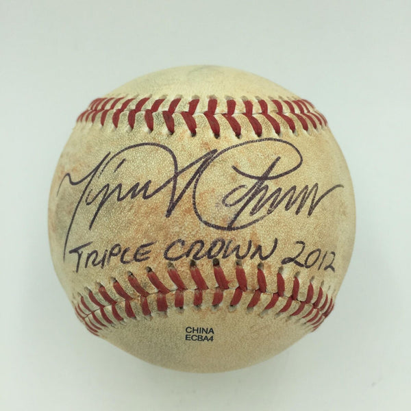 Miguel Cabrera Triple Crown 2012 Signed Inscribed Game Used Baseball PSA DNA