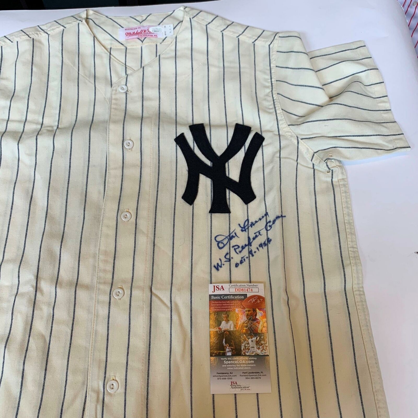 Lot Detail - Don Larsen Signed and Heavily Inscribed New York Yankees  Mitchell and Ness Jersey with Full Perfect Game Box Score (JSA)