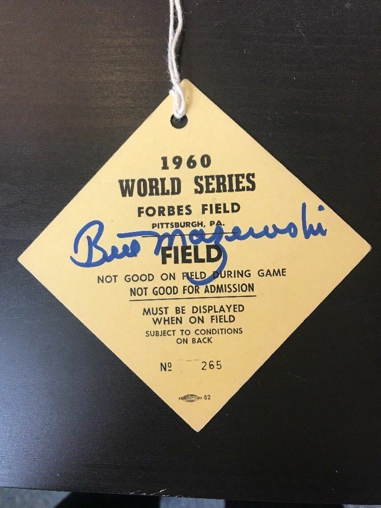 Extraordinary Bill Mazeroski Signed Original 1960 World Series Ticket Pass JSA