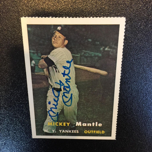 1957 Topps Mickey Mantle Signed Autographed RP Baseball Card With JSA COA